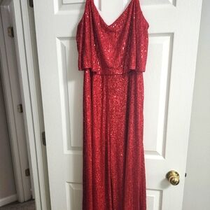 Sequins Jumpsuit/Romper -Red